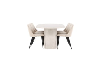 Matgrupp Narvik 100x200 cm Beige med 6st Night Stolar - Möbler - Bord & matgrupp - Matgrupp