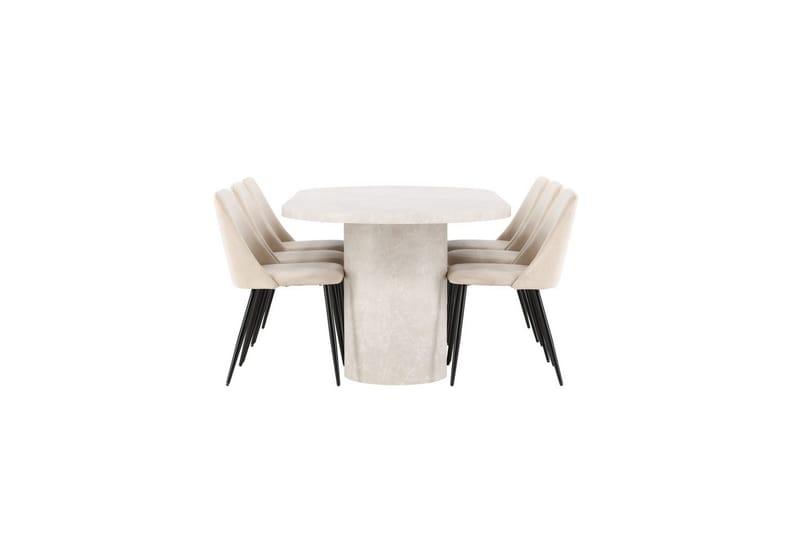 Matgrupp Narvik 100x200 cm Beige med 6st Night Stolar - Möbler - Bord & matgrupp - Matgrupp