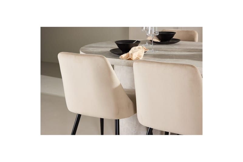 Matgrupp Narvik 100x200 cm Beige med 6st Night Stolar - Möbler - Bord & matgrupp - Matgrupp