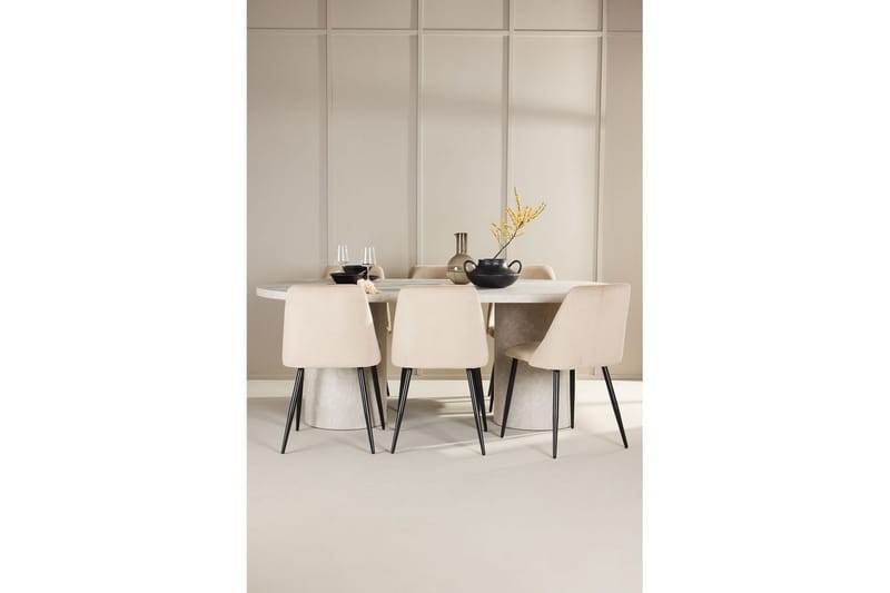 Matgrupp Narvik 100x200 cm Beige med 6st Night Stolar - Möbler - Bord & matgrupp - Matgrupp