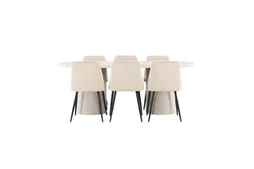 Matgrupp Narvik 100x200 cm Beige med 6st Night Stolar - Möbler - Bord & matgrupp - Matgrupp