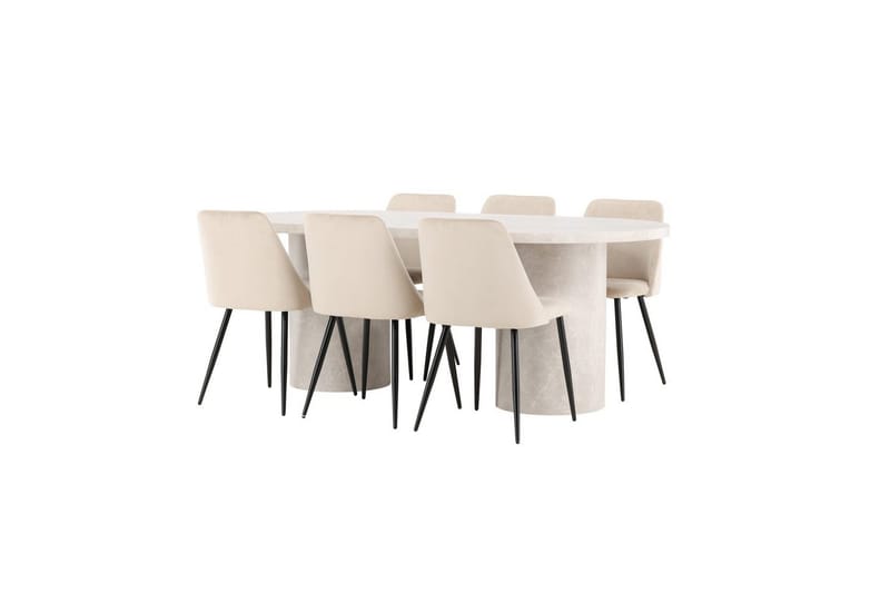 Matgrupp Narvik 100x200 cm Beige med 6st Night Stolar - Möbler - Bord & matgrupp - Matgrupp