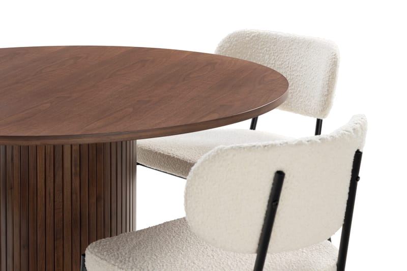Noira Matbord 120 cm Massiv Valnöt Runt med 4st Gemmiano Mat - Brun - Möbler - Bord & matgrupp - Matgrupp