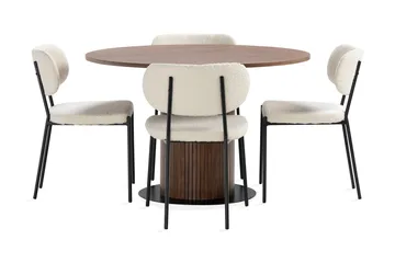 Noira Matbord 120 cm Massiv Valnöt Runt med 4st Gemmiano Mat - Brun - Möbler - Bord & matgrupp - Matgrupp