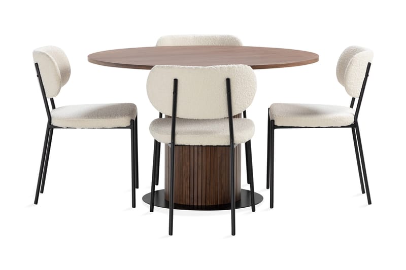 Noira Matbord 120 cm Massiv Valnöt Runt med 4st Gemmiano Mat - Brun - Möbler - Bord & matgrupp - Matgrupp