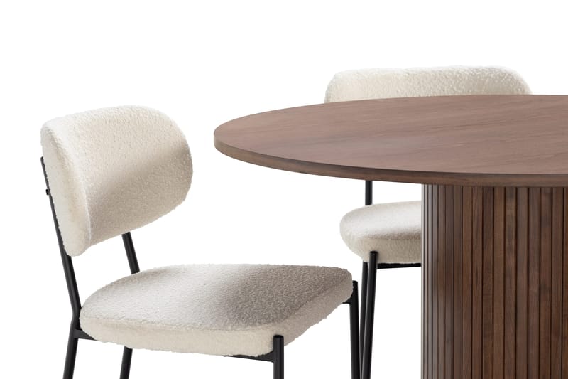 Noira Matbord 120 cm Massiv Valnöt Runt med 4st Gemmiano Mat - Brun - Möbler - Bord & matgrupp - Matgrupp
