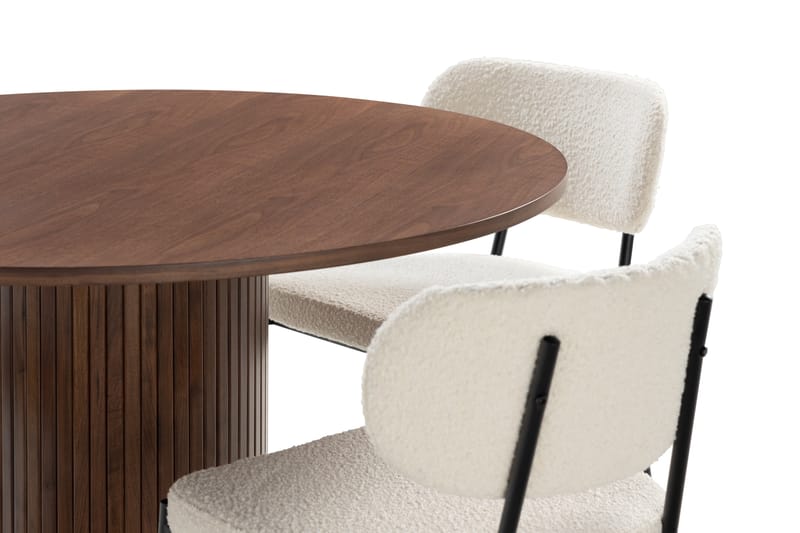 Noira Matbord 120 cm Valnöt Runt med 4st Gemmiano Mat - Brun - Möbler - Bord & matgrupp - Matgrupp