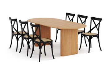 Noira Matbord 220 cm Ek med 6 Kalb Matstolar - Brun - Möbler - Bord & matgrupp - Matgrupp