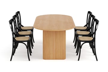 Noira Matbord 220 cm Ek med 6 Kalb Matstolar - Brun - Möbler - Bord & matgrupp - Matgrupp