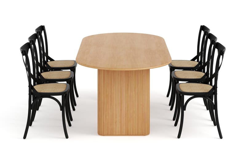 Noira Matbord 220 cm Ek med 6 Kalb Matstolar - Brun - Möbler - Bord & matgrupp - Matgrupp