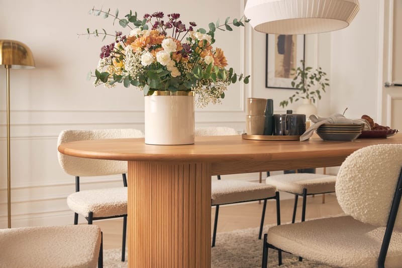 Noira Matbord 220 cm Ek med 6st Gemmiano Matstol - Natur - Möbler - Bord & matgrupp - Matgrupp