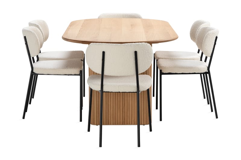 Noira Matbord 220 cm Ek med 6st Gemmiano Matstol - Natur - Möbler - Bord & matgrupp - Matgrupp