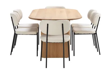 Noira Matbord 220 cm Massiv Ek med 6st Gemmiano Matstol - Natur - Möbler - Bord & matgrupp - Matgrupp