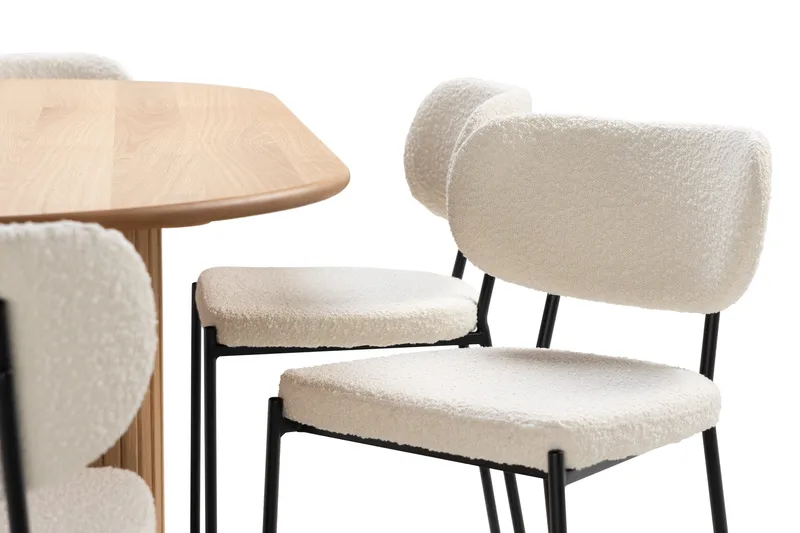 Noira Matbord 220 cm Massiv Ek med 6st Gemmiano Matstol - Natur - Möbler - Bord & matgrupp - Matgrupp