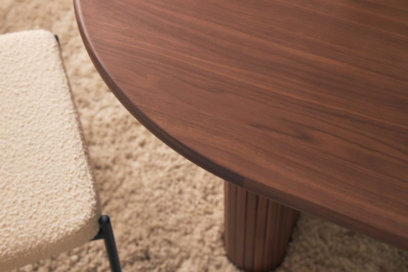 Noira Matbord 220 cm Massiv Valnöt med 6st Gemmiano Matstol - Brun / Teddy / Trä - Möbler - Bord & matgrupp - Matgrupp