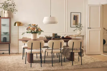 Noira Matbord 220 cm Massiv Valnöt med 6st Gemmiano Matstol - Brun / Teddy / Trä - Möbler - Bord & matgrupp - Matgrupp