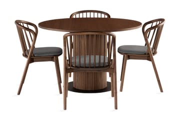 Noira Matgrupp 120 cm Rund inkl 4 Noira Stolar - Valnöt - Möbler - Bord & matgrupp - Matgrupp