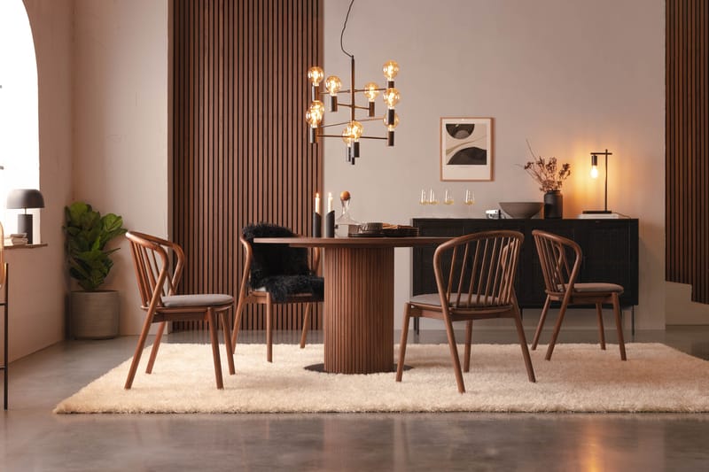 Noira Matgrupp 120 cm Rund inkl 4 Noira Stolar - Valnöt - Möbler - Bord & matgrupp - Matgrupp