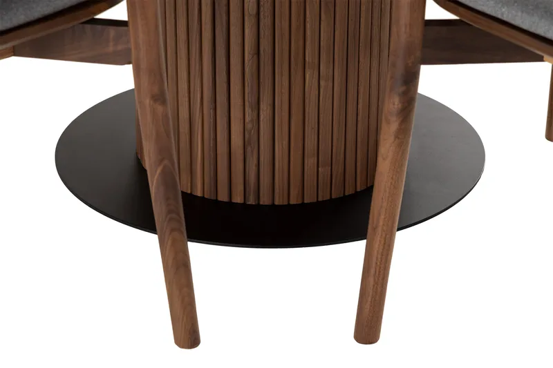 Noira Matgrupp 120 cm Runt Matbord med 4 Noira Stolar - Valnöt - Möbler - Bord & matgrupp - Matgrupp