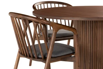 Noira Matgrupp 120 cm Runt Matbord med 4 Noira Stolar - Valnöt - Möbler - Bord & matgrupp - Matgrupp