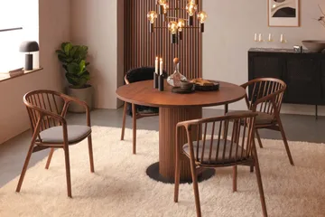 Noira Matgrupp 120 cm Runt Matbord med 4 Noira Stolar - Valnöt - Möbler - Bord & matgrupp - Matgrupp