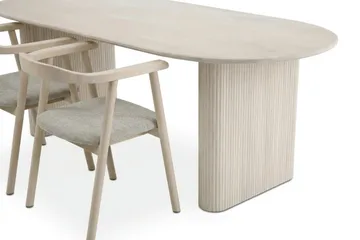 Noira Matgrupp förlängningsbart 160-220 cm Vitlaserad med 6 Jolie Matstolar - Möbler - Bord & matgrupp - Matgrupp