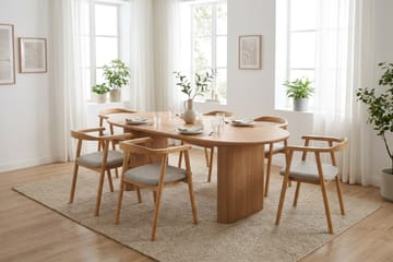 Noira Matgrupp rektangulärt 180 cm Ek med 6 Jolie Matstolar - Möbler - Bord & matgrupp - Matgrupp