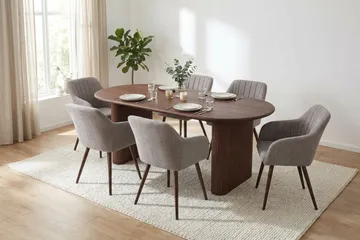 Noira Matgrupp rektangulärt 180 cm Valnöt med 6 Filippa Matstolar - Valnöt - Möbler - Bord & matgrupp - Matgrupp