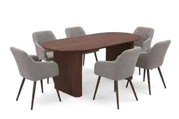 Noira Matgrupp rektangulärt 180 cm Valnöt med 6 Filippa Matstolar - Valnöt - Möbler - Bord & matgrupp - Matgrupp