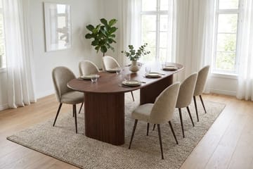 Noira Matgrupp rektangulärt 180 cm Valnöt med 6 Nibe Plus Matstolar - Valnöt - Möbler - Bord & matgrupp - Matgrupp