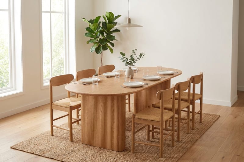 Noira Matgrupp rektangulärt 220 cm Ek med 6 Malte Matstolar - Möbler - Bord & matgrupp - Matgrupp