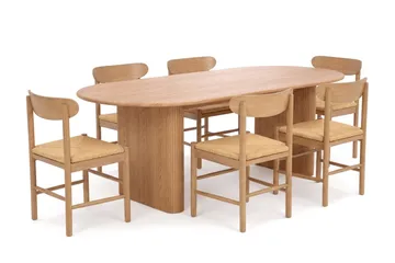 Noira Matgrupp rektangulärt 220 cm Ek med 6 Malte Matstolar - Möbler - Bord & matgrupp - Matgrupp
