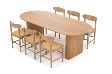 Noira Matgrupp rektangulärt 220 cm Ek med 6 Malte Matstolar - Möbler - Bord & matgrupp - Matgrupp