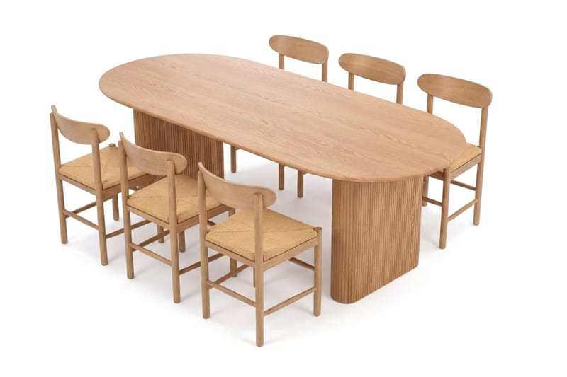 Noira Matgrupp rektangulärt 220 cm Ek med 6 Malte Matstolar - Möbler - Bord & matgrupp - Matgrupp