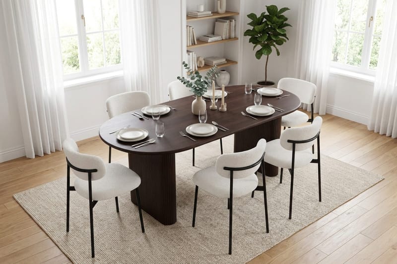Noira Matgrupp rektangulärt 220 cm Rökt Ek med 6 Lucy Matstolar - Rökt ek - Möbler - Bord & matgrupp - Matgrupp