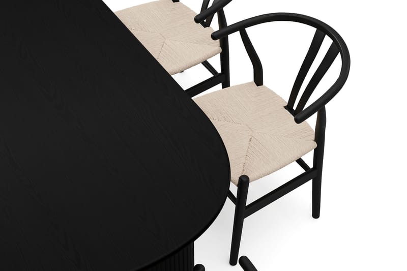 Noira Matgrupp rektangulärt 220 cm Svart med 6 Dastoori Matstolar - Svart - Möbler - Bord & matgrupp - Matgrupp