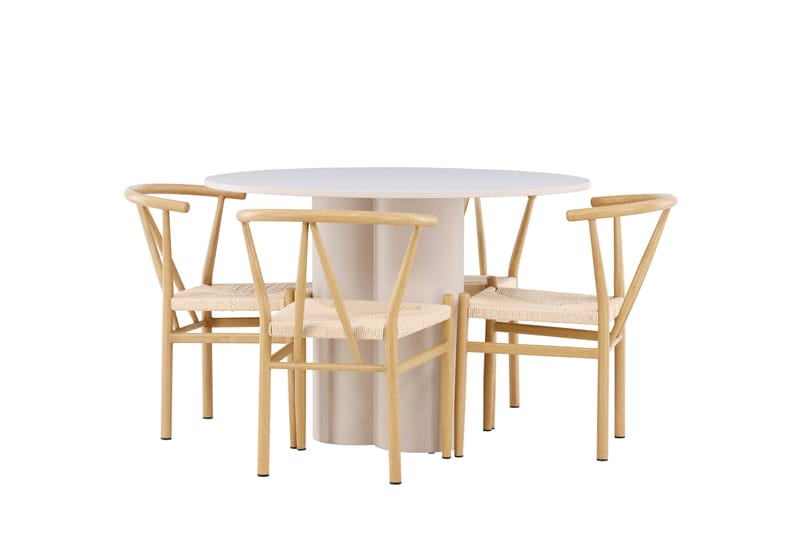 Matgrupp Olivia 110 cm Rund med 4 Alfons stolar - Beige/Beige - Möbler - Bord & matgrupp - Matgrupp