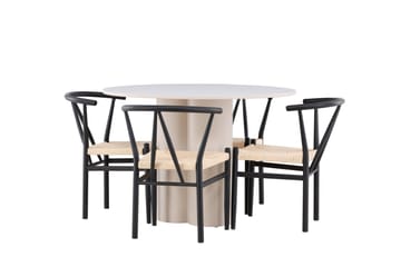 Matgrupp Olivia 110 cm Rund med 4 Alfons stolar - Beige/Svart - Möbler - Bord & matgrupp - Matgrupp