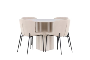 Matgrupp Olivia 110 cm Rund med 4 Modesto stolar - Beige/Beige - Möbler - Bord & matgrupp - Matgrupp