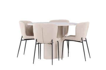 Matgrupp Olivia 110 cm Rund med 4 Modesto stolar - Beige/Beige - Möbler - Bord & matgrupp - Matgrupp