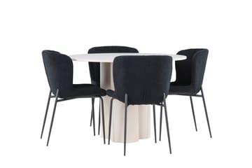 Matgrupp Olivia 110 cm Rund med 4 Modesto stolar - Beige/Svart - Möbler - Bord & matgrupp - Matgrupp
