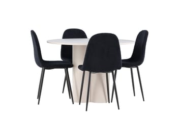 Matgrupp Olivia 110 cm Rund med 4 Polar stolar - Beige/Svart - Möbler - Bord & matgrupp - Matgrupp