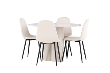 Matgrupp Olivia 110 cm Rund med 4 Polar stolar - Beige/Beige - Möbler - Bord & matgrupp - Matgrupp