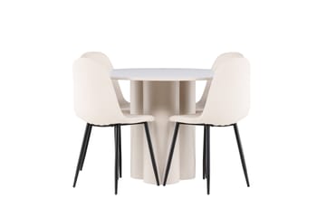 Matgrupp Olivia 110 cm Rund med 4 Polar stolar - Beige/Beige - Möbler - Bord & matgrupp - Matgrupp