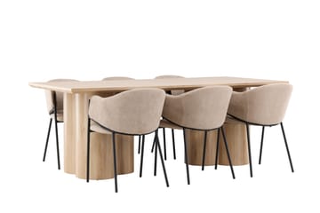 Matgrupp Olivia 210 cm Rektangulär med 6 Evelina stolar - Whitewash/Beige - Möbler - Bord & matgrupp - Matgrupp