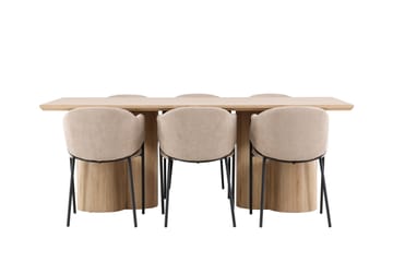 Matgrupp Olivia 210 cm Rektangulär med 6 Evelina stolar - Whitewash/Beige - Möbler - Bord & matgrupp - Matgrupp