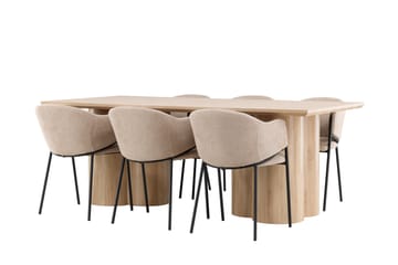 Matgrupp Olivia 210 cm Rektangulär med 6 Evelina stolar - Whitewash/Beige - Möbler - Bord & matgrupp - Matgrupp