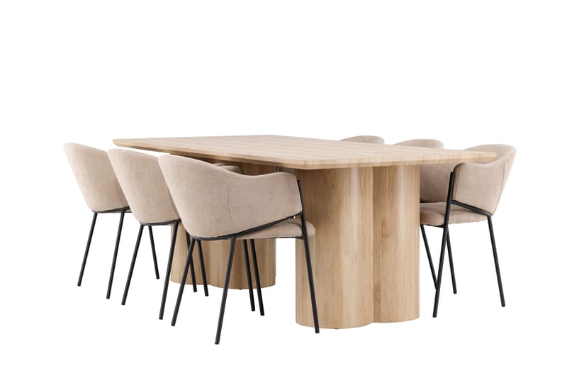 Matgrupp Olivia 210 cm Rektangulär med 6 Evelina stolar - Whitewash/Beige - Möbler - Bord & matgrupp - Matgrupp