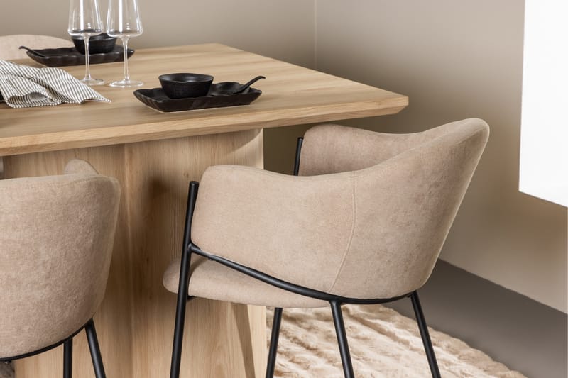 Matgrupp Olivia 210 cm Rektangulär med 6 Evelina stolar - Whitewash/Beige - Möbler - Bord & matgrupp - Matgrupp