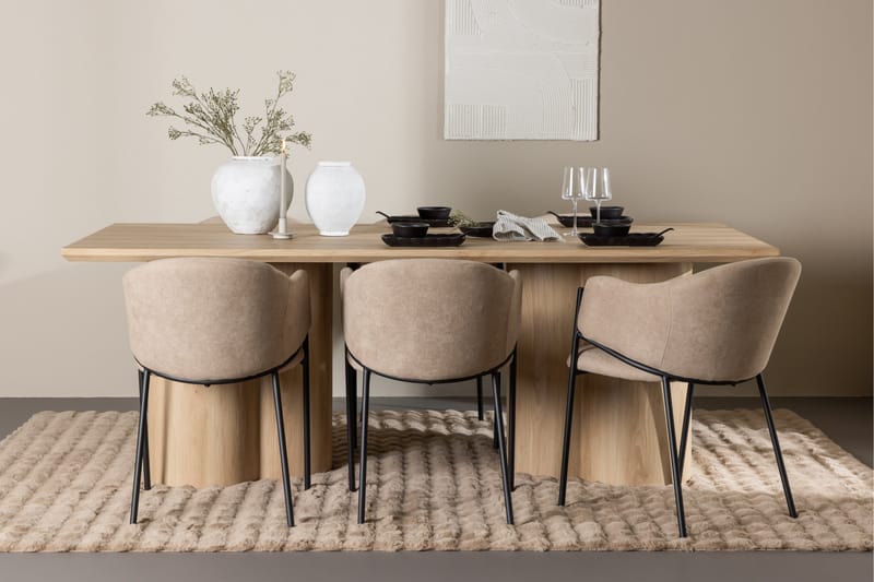 Matgrupp Olivia 210 cm Rektangulär med 6 Evelina stolar - Whitewash/Beige - Möbler - Bord & matgrupp - Matgrupp